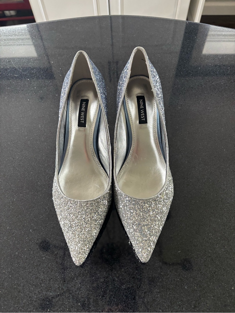 Nine West Silver Glitter Pointed Pumps